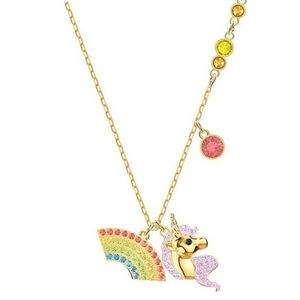 Gold Crystal Unicorn Pendant Necklace Chain